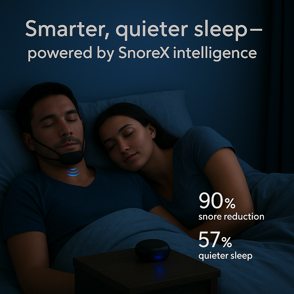 End Snoring and Unlock Deeper Sleep with The SnoreX Smart Technology